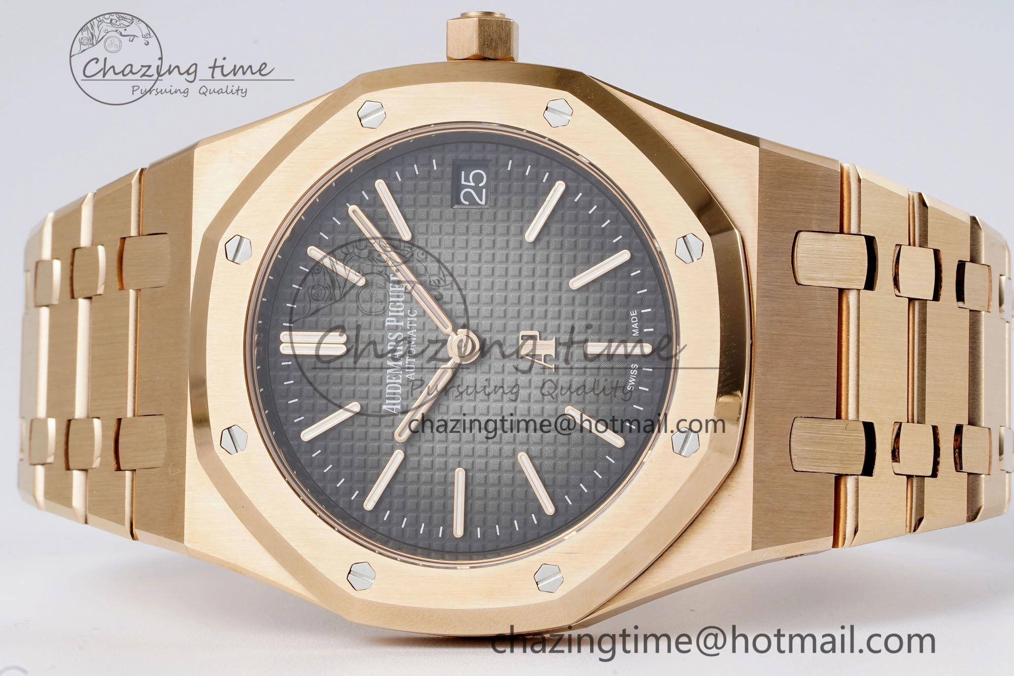 OnTrend Royal Oak 39mm 16202 “50th Anniversary” RG ZF 1:1 Best Edition Gray Textured Dial on RG Bracelet A 4628