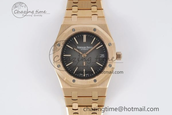 OnTrend Royal Oak 39mm 16202 “50th Anniversary” RG ZF 1:1 Best Edition Gray Textured Dial on RG Bracelet A 4628