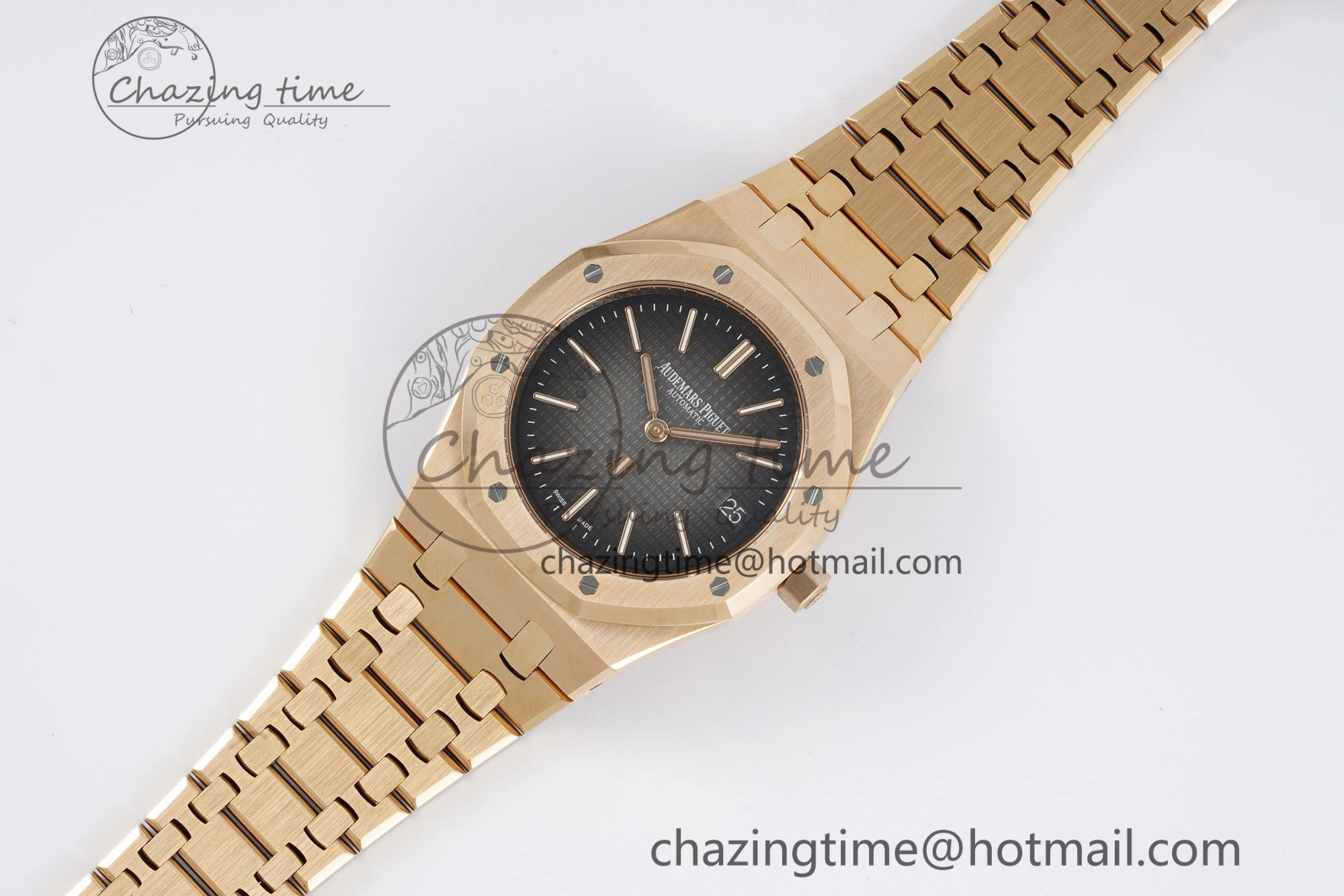 OnTrend Royal Oak 39mm 16202 “50th Anniversary” RG ZF 1:1 Best Edition Gray Textured Dial on RG Bracelet A 4628
