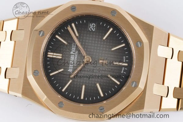 OnTrend Royal Oak 39mm 16202 “50th Anniversary” RG ZF 1:1 Best Edition Gray Textured Dial on RG Bracelet A 4628