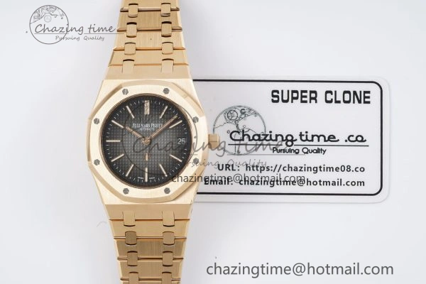 OnTrend Royal Oak 39mm 16202 “50th Anniversary” RG ZF 1:1 Best Edition Gray Textured Dial on RG Bracelet A 4628