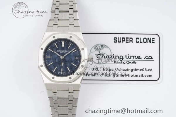Unisex Royal Oak 39mm 16202 “50th Anniversary” SS ZF 1:1 Best Edition Blue Textured Dial on SS Bracelet A 4627