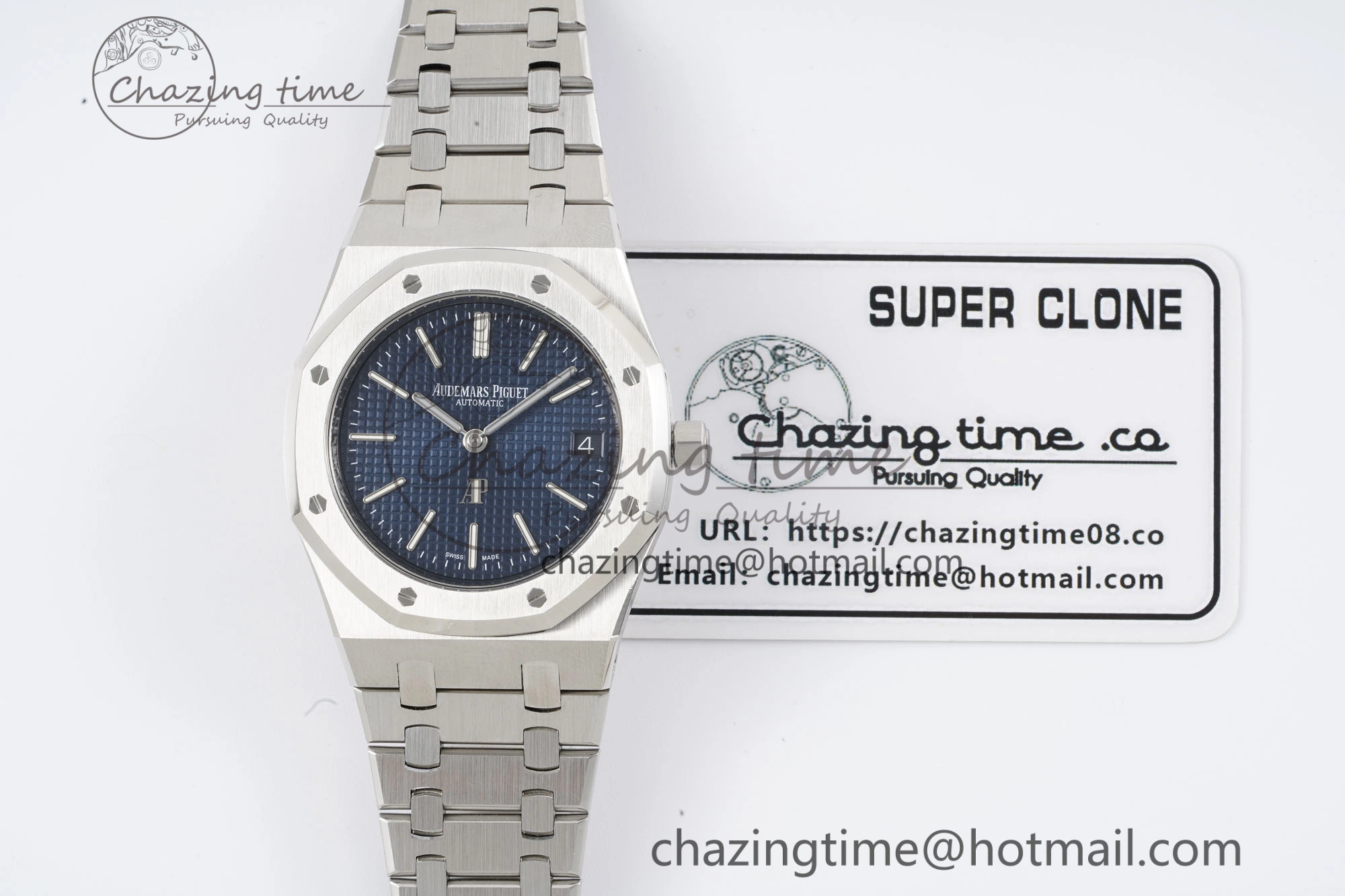 Unisex Royal Oak 39mm 16202 “50th Anniversary” SS ZF 1:1 Best Edition Blue Textured Dial on SS Bracelet A 4627