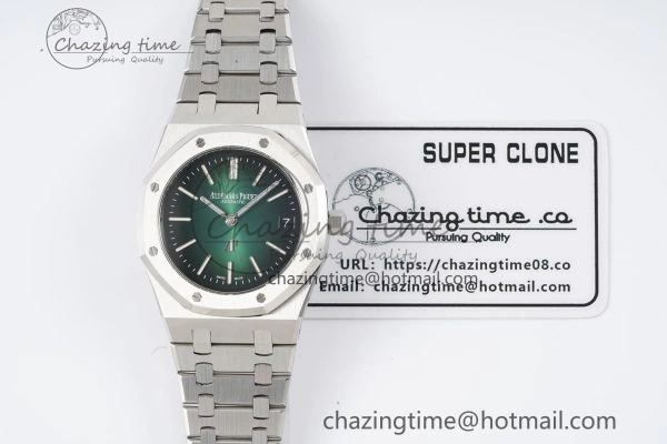 Royal Oak 39mm 16202 “50th Anniversary” SS ZF 1:1 Best Edition Green Textured Dial on SS Bracelet A Durable 4630