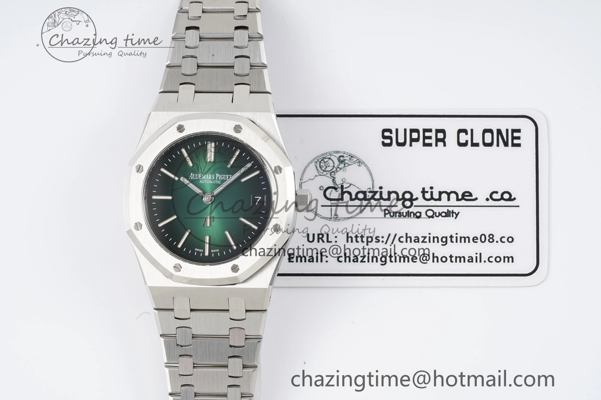 Royal Oak 39mm 16202 “50th Anniversary” SS ZF 1:1 Best Edition Green Textured Dial on SS Bracelet A Durable 4630