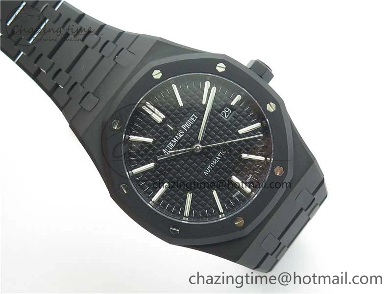 HighPerformance Royal Oak 41mm 15400 DLC ZF 1:1 Best Edition Black Textured Dial on SS Bracelet A3120 (Free Box) 4823