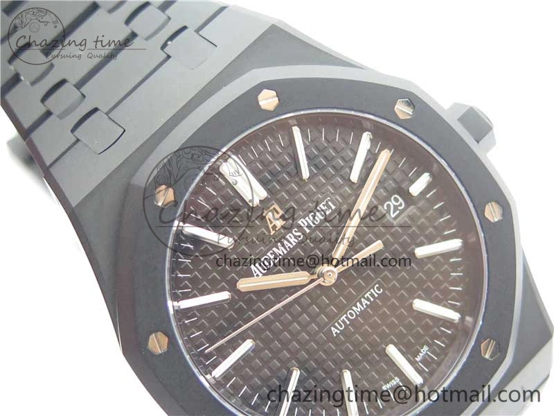 HighPerformance Royal Oak 41mm 15400 DLC ZF 1:1 Best Edition Black Textured Dial on SS Bracelet A3120 (Free Box) 4823