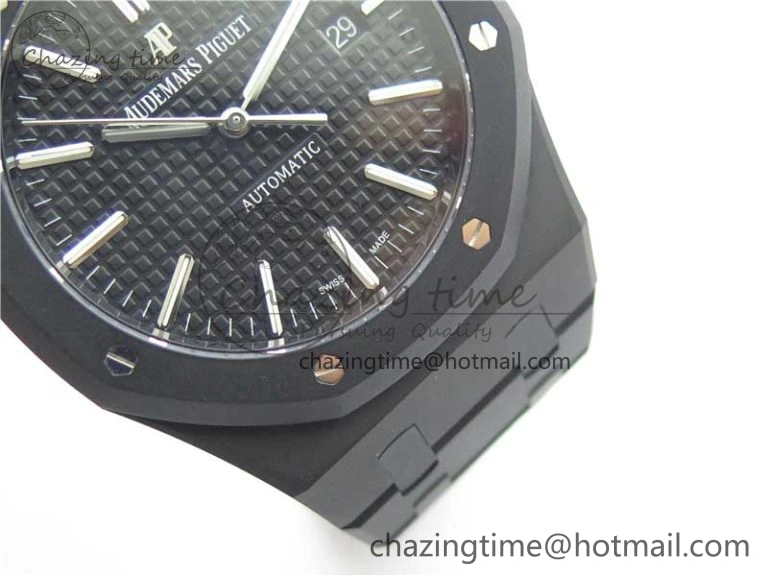 HighPerformance Royal Oak 41mm 15400 DLC ZF 1:1 Best Edition Black Textured Dial on SS Bracelet A3120 (Free Box) 4823