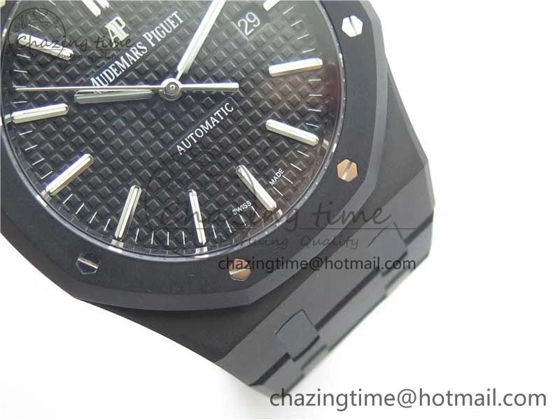 HighPerformance Royal Oak 41mm 15400 DLC ZF 1:1 Best Edition Black Textured Dial on SS Bracelet A3120 (Free Box) 4823