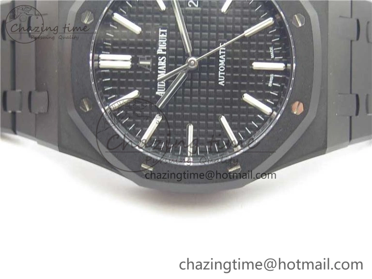 HighPerformance Royal Oak 41mm 15400 DLC ZF 1:1 Best Edition Black Textured Dial on SS Bracelet A3120 (Free Box) 4823