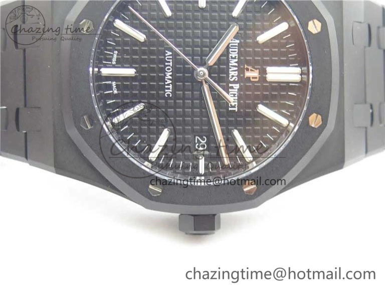 HighPerformance Royal Oak 41mm 15400 DLC ZF 1:1 Best Edition Black Textured Dial on SS Bracelet A3120 (Free Box) 4823