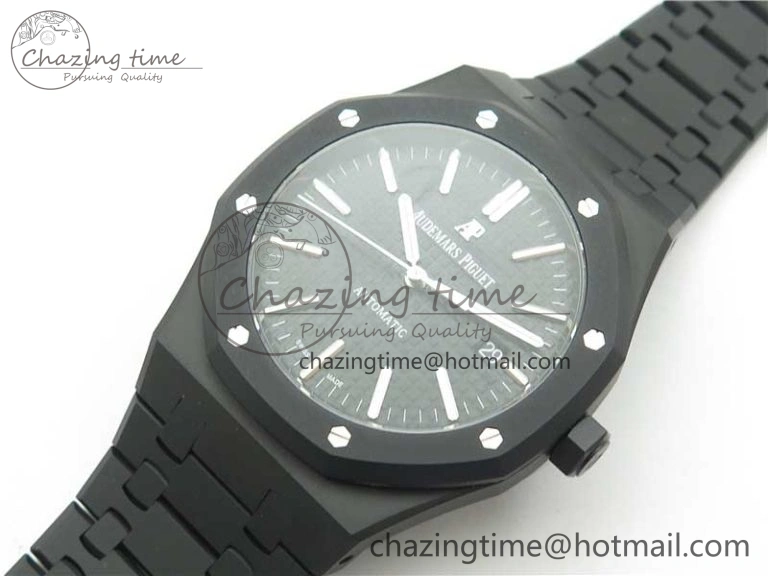 HighPerformance Royal Oak 41mm 15400 DLC ZF 1:1 Best Edition Black Textured Dial on SS Bracelet A3120 (Free Box) 4823