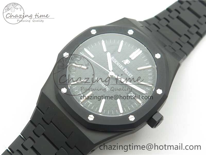 HighPerformance Royal Oak 41mm 15400 DLC ZF 1:1 Best Edition Black Textured Dial on SS Bracelet A3120 (Free Box) 4823