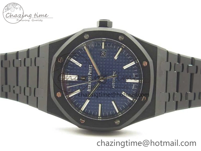 Elegant Royal Oak 41mm 15400 DLC ZF 1:1 Best Edition Blue Textured Dial on SS Bracelet A3120 (Free Box) 4822