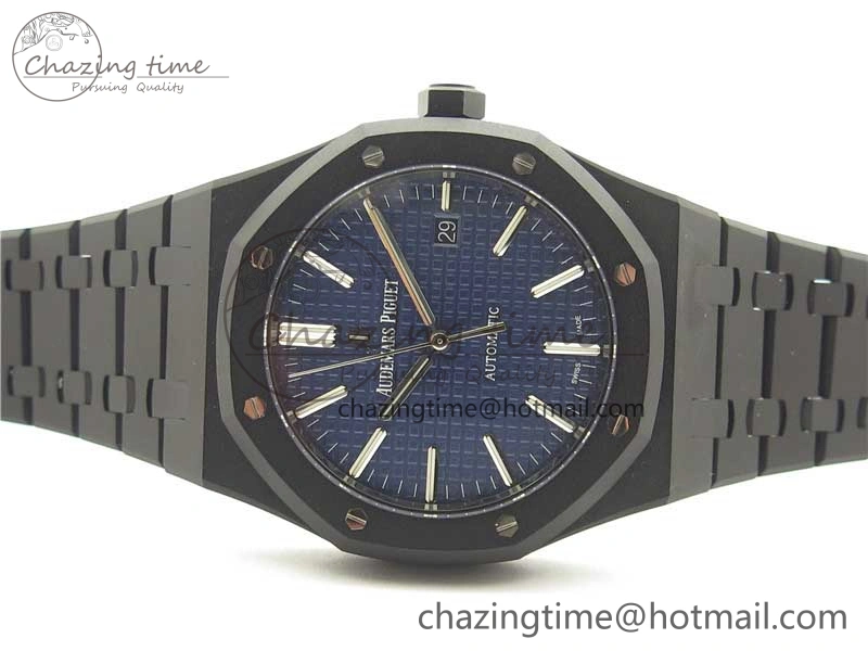 Elegant Royal Oak 41mm 15400 DLC ZF 1:1 Best Edition Blue Textured Dial on SS Bracelet A3120 (Free Box) 4822