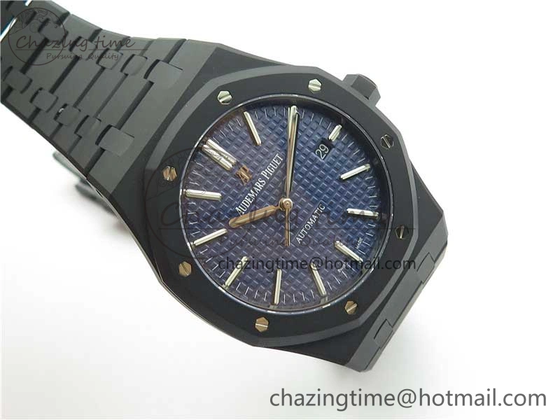 Elegant Royal Oak 41mm 15400 DLC ZF 1:1 Best Edition Blue Textured Dial on SS Bracelet A3120 (Free Box) 4822