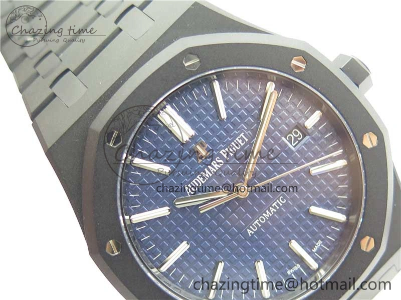 Elegant Royal Oak 41mm 15400 DLC ZF 1:1 Best Edition Blue Textured Dial on SS Bracelet A3120 (Free Box) 4822
