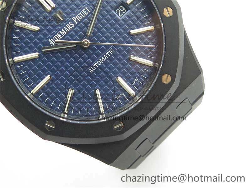 Elegant Royal Oak 41mm 15400 DLC ZF 1:1 Best Edition Blue Textured Dial on SS Bracelet A3120 (Free Box) 4822