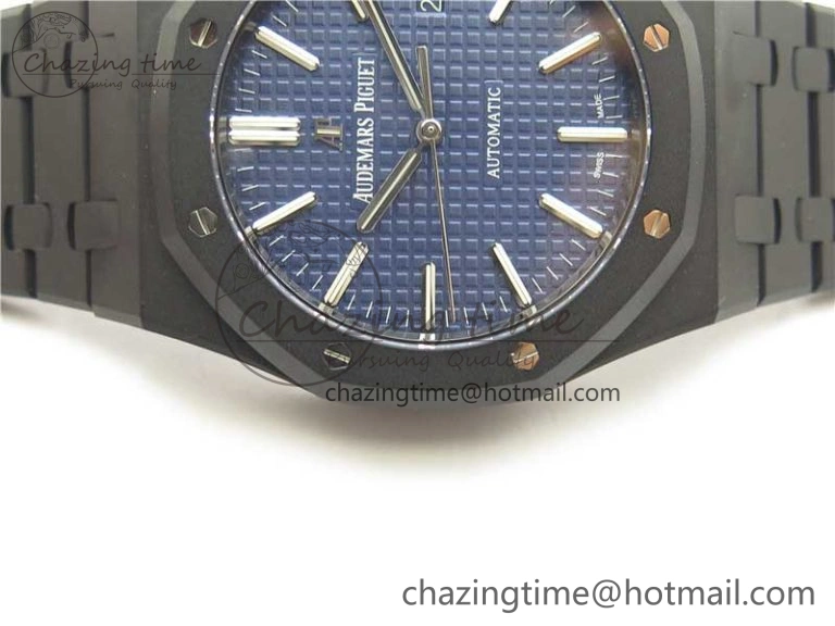Elegant Royal Oak 41mm 15400 DLC ZF 1:1 Best Edition Blue Textured Dial on SS Bracelet A3120 (Free Box) 4822
