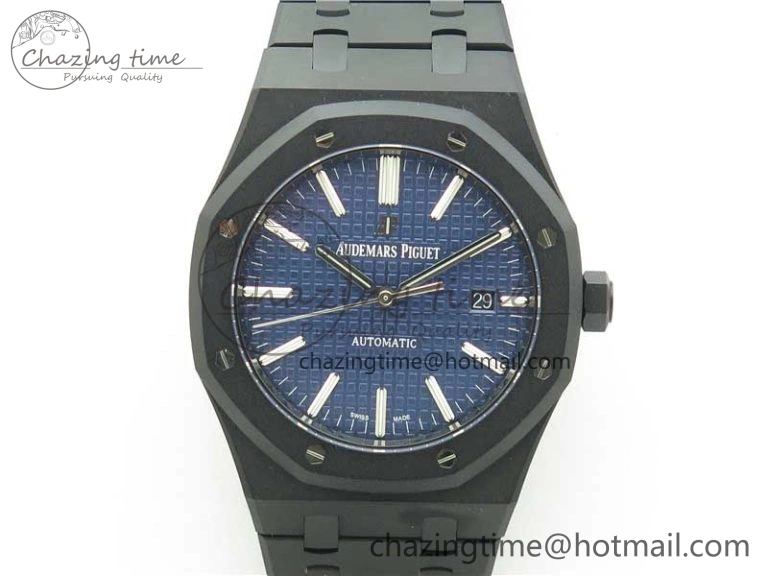 Elegant Royal Oak 41mm 15400 DLC ZF 1:1 Best Edition Blue Textured Dial on SS Bracelet A3120 (Free Box) 4822