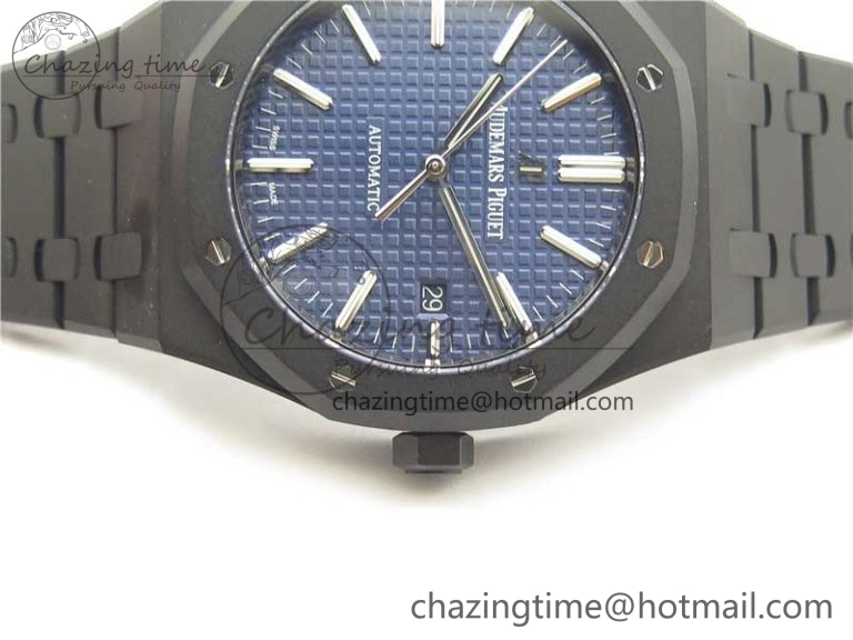 Elegant Royal Oak 41mm 15400 DLC ZF 1:1 Best Edition Blue Textured Dial on SS Bracelet A3120 (Free Box) 4822