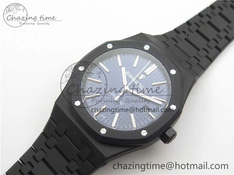 Elegant Royal Oak 41mm 15400 DLC ZF 1:1 Best Edition Blue Textured Dial on SS Bracelet A3120 (Free Box) 4822