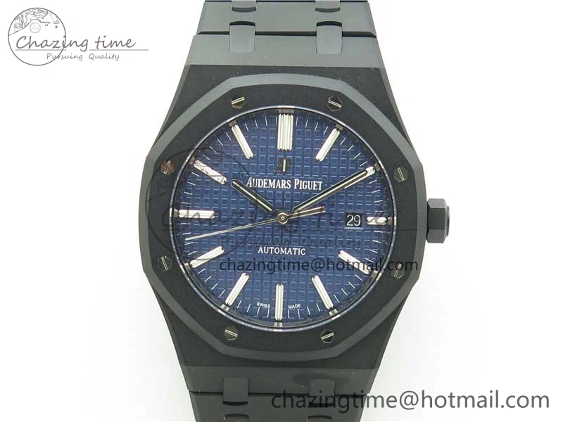 Elegant Royal Oak 41mm 15400 DLC ZF 1:1 Best Edition Blue Textured Dial on SS Bracelet A3120 (Free Box) 4822