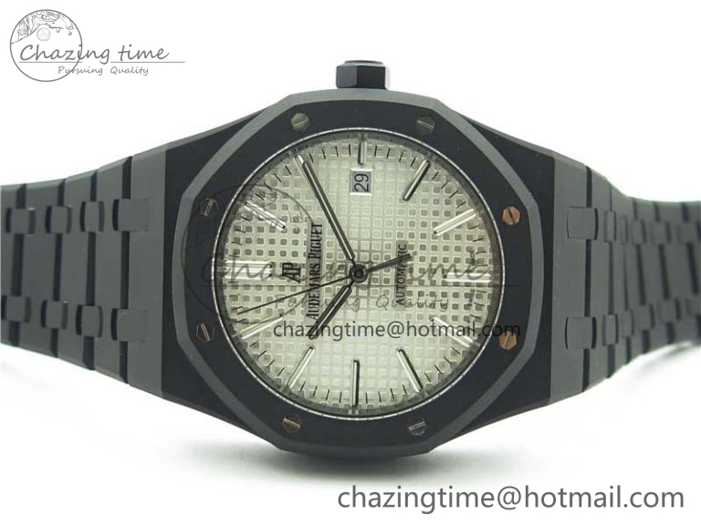 BestValue Royal Oak 41mm 15400 DLC ZF 1:1 Best Edition White Textured Dial on SS Bracelet A3120 (Free Box) 4825