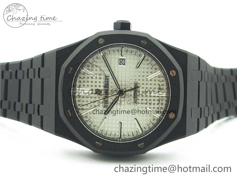 BestValue Royal Oak 41mm 15400 DLC ZF 1:1 Best Edition White Textured Dial on SS Bracelet A3120 (Free Box) 4825