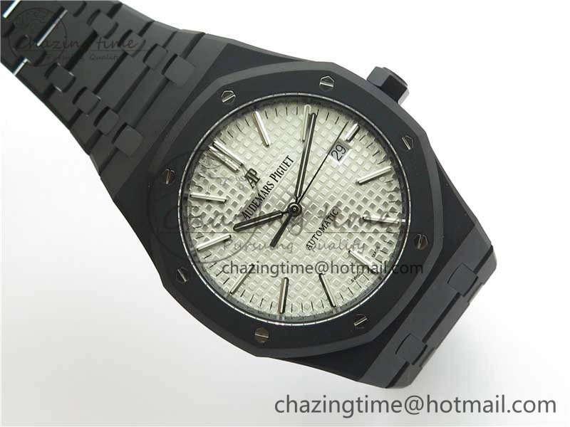 BestValue Royal Oak 41mm 15400 DLC ZF 1:1 Best Edition White Textured Dial on SS Bracelet A3120 (Free Box) 4825