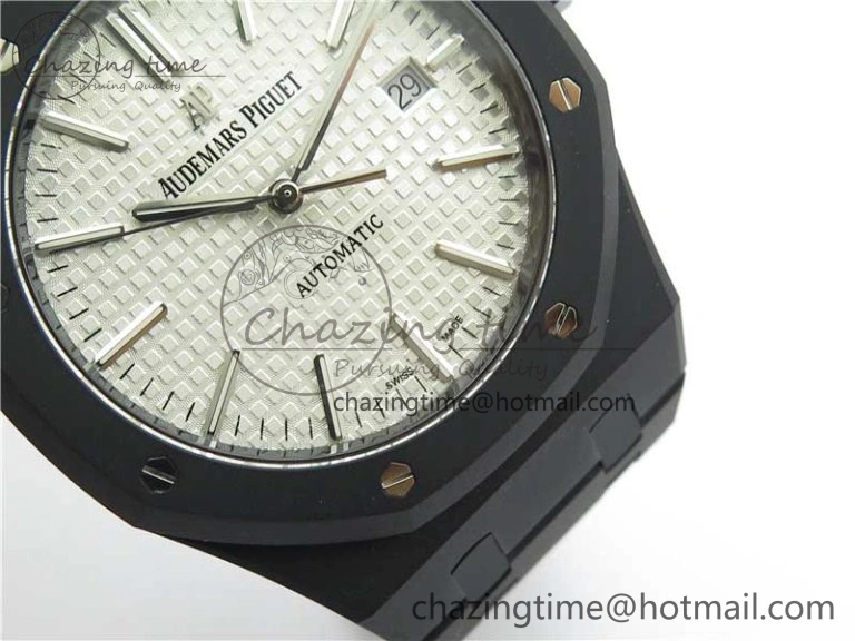 BestValue Royal Oak 41mm 15400 DLC ZF 1:1 Best Edition White Textured Dial on SS Bracelet A3120 (Free Box) 4825
