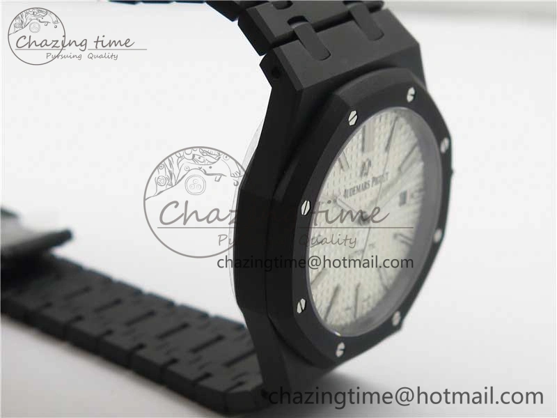BestValue Royal Oak 41mm 15400 DLC ZF 1:1 Best Edition White Textured Dial on SS Bracelet A3120 (Free Box) 4825