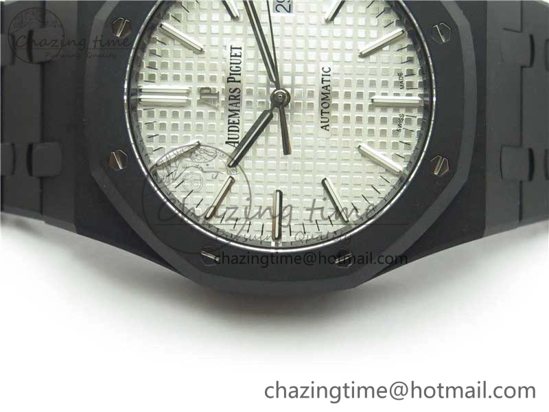 BestValue Royal Oak 41mm 15400 DLC ZF 1:1 Best Edition White Textured Dial on SS Bracelet A3120 (Free Box) 4825