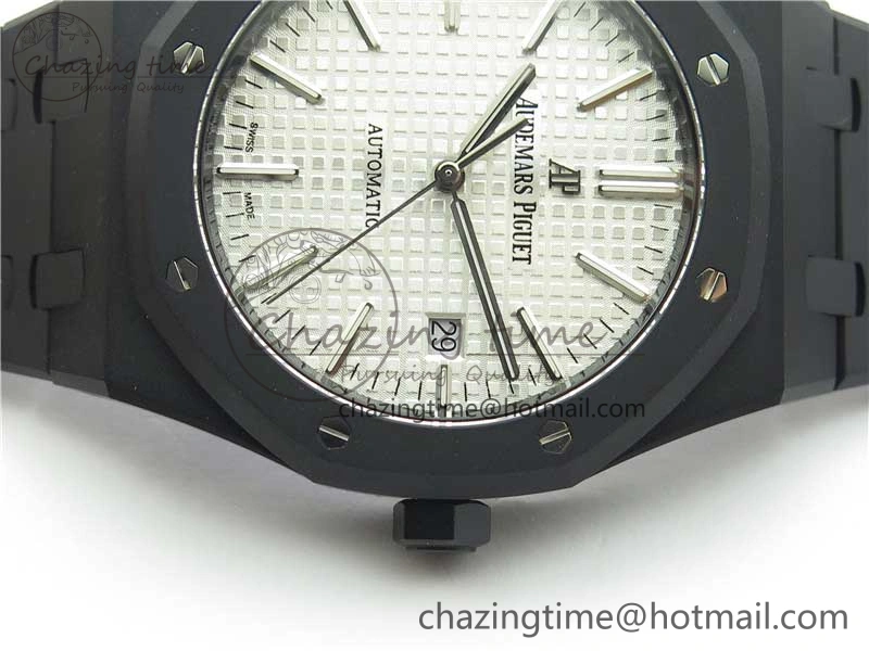 BestValue Royal Oak 41mm 15400 DLC ZF 1:1 Best Edition White Textured Dial on SS Bracelet A3120 (Free Box) 4825