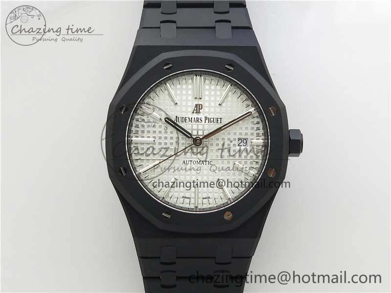 BestValue Royal Oak 41mm 15400 DLC ZF 1:1 Best Edition White Textured Dial on SS Bracelet A3120 (Free Box) 4825