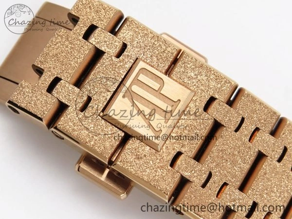 Chic Royal Oak 41mm 15400 Frosted RG IPF 1:1 Best Edition White Textured Dial on RG Bracelet SA3120 Super Clone 4467