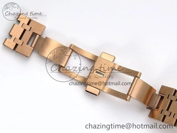 Chic Royal Oak 41mm 15400 Frosted RG IPF 1:1 Best Edition White Textured Dial on RG Bracelet SA3120 Super Clone 4467