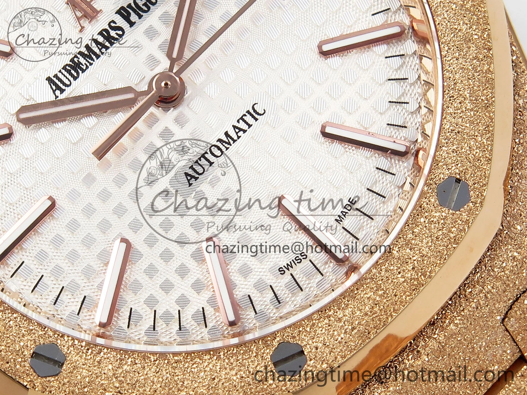Chic Royal Oak 41mm 15400 Frosted RG IPF 1:1 Best Edition White Textured Dial on RG Bracelet SA3120 Super Clone 4467