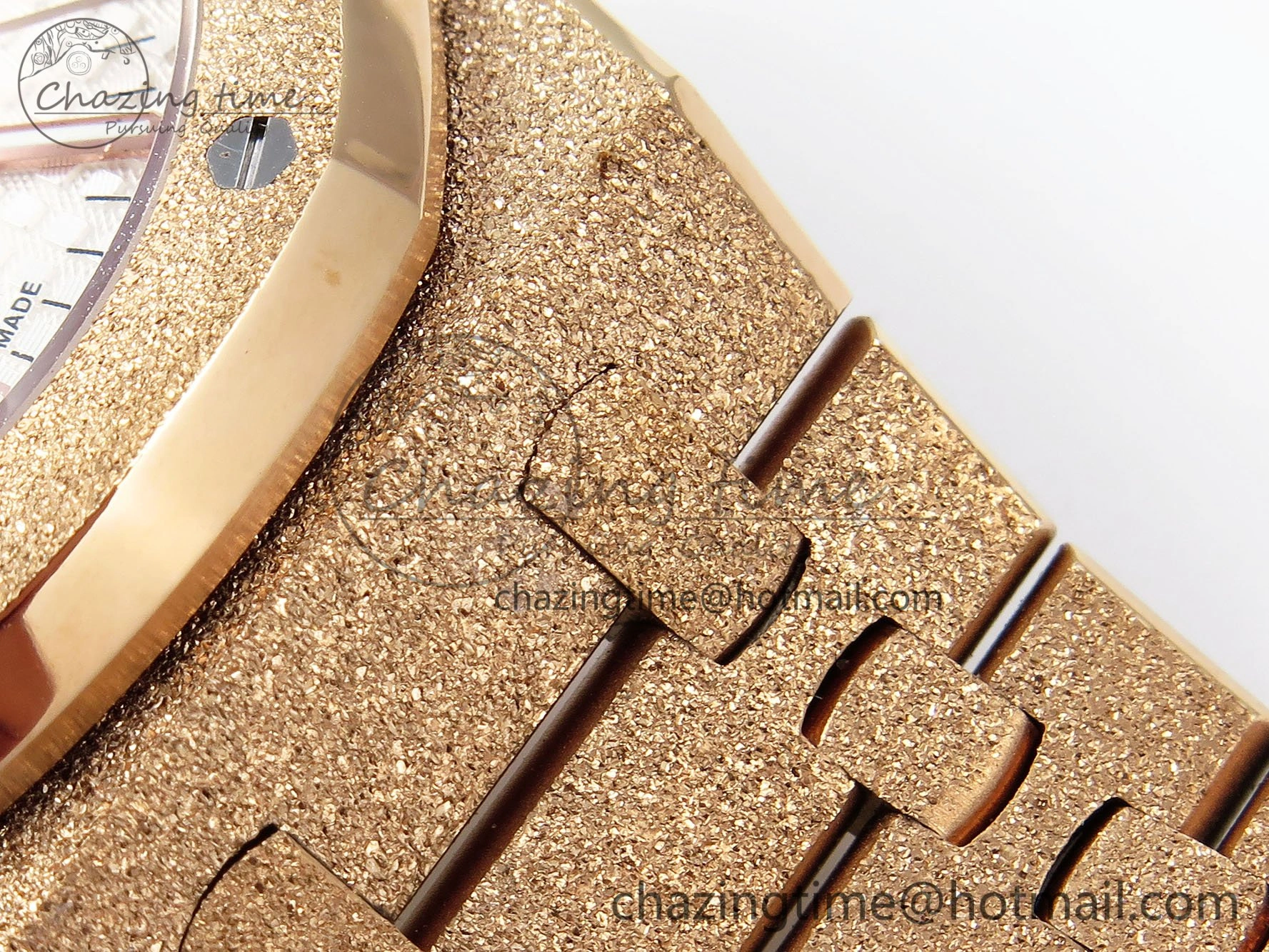 Chic Royal Oak 41mm 15400 Frosted RG IPF 1:1 Best Edition White Textured Dial on RG Bracelet SA3120 Super Clone 4467