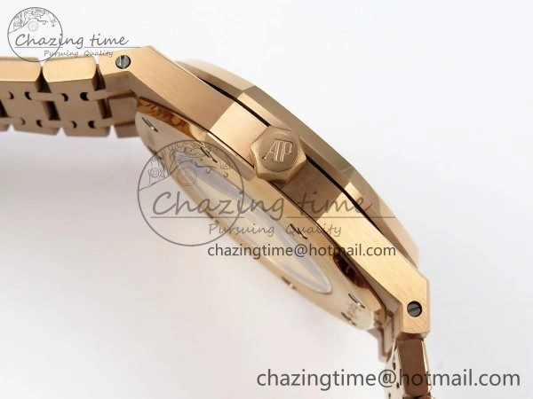 Chic Royal Oak 41mm 15400 Frosted RG IPF 1:1 Best Edition White Textured Dial on RG Bracelet SA3120 Super Clone 4467