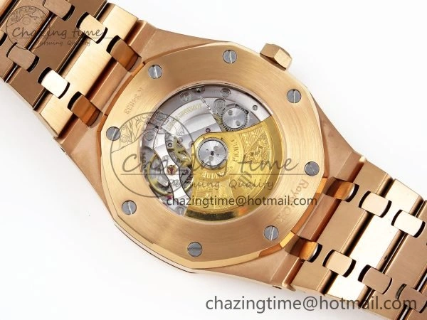 Chic Royal Oak 41mm 15400 Frosted RG IPF 1:1 Best Edition White Textured Dial on RG Bracelet SA3120 Super Clone 4467