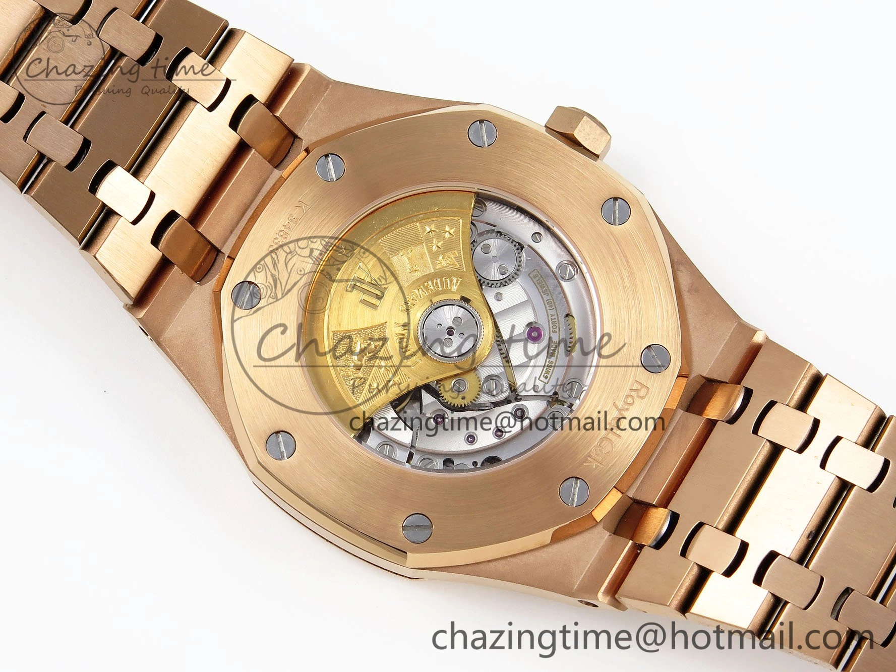 Chic Royal Oak 41mm 15400 Frosted RG IPF 1:1 Best Edition White Textured Dial on RG Bracelet SA3120 Super Clone 4467