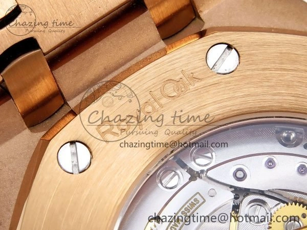 Chic Royal Oak 41mm 15400 Frosted RG IPF 1:1 Best Edition White Textured Dial on RG Bracelet SA3120 Super Clone 4467