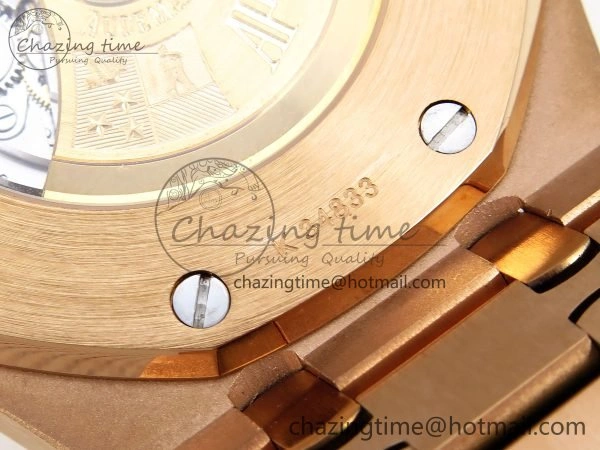 Chic Royal Oak 41mm 15400 Frosted RG IPF 1:1 Best Edition White Textured Dial on RG Bracelet SA3120 Super Clone 4467