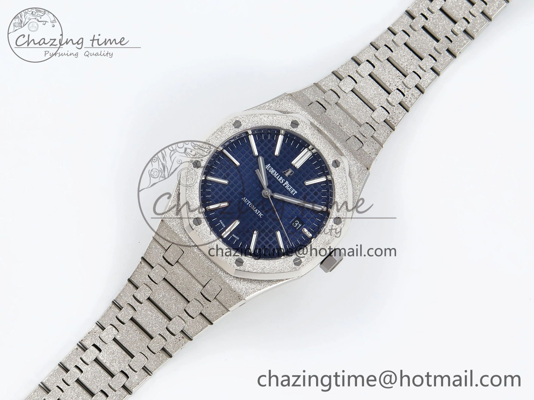 Resilient Royal Oak 41mm 15400 Frosted SS IPF 1:1 Best Edition Blue Textured Dial on SS Bracelet SA3120 Super Clone 4468