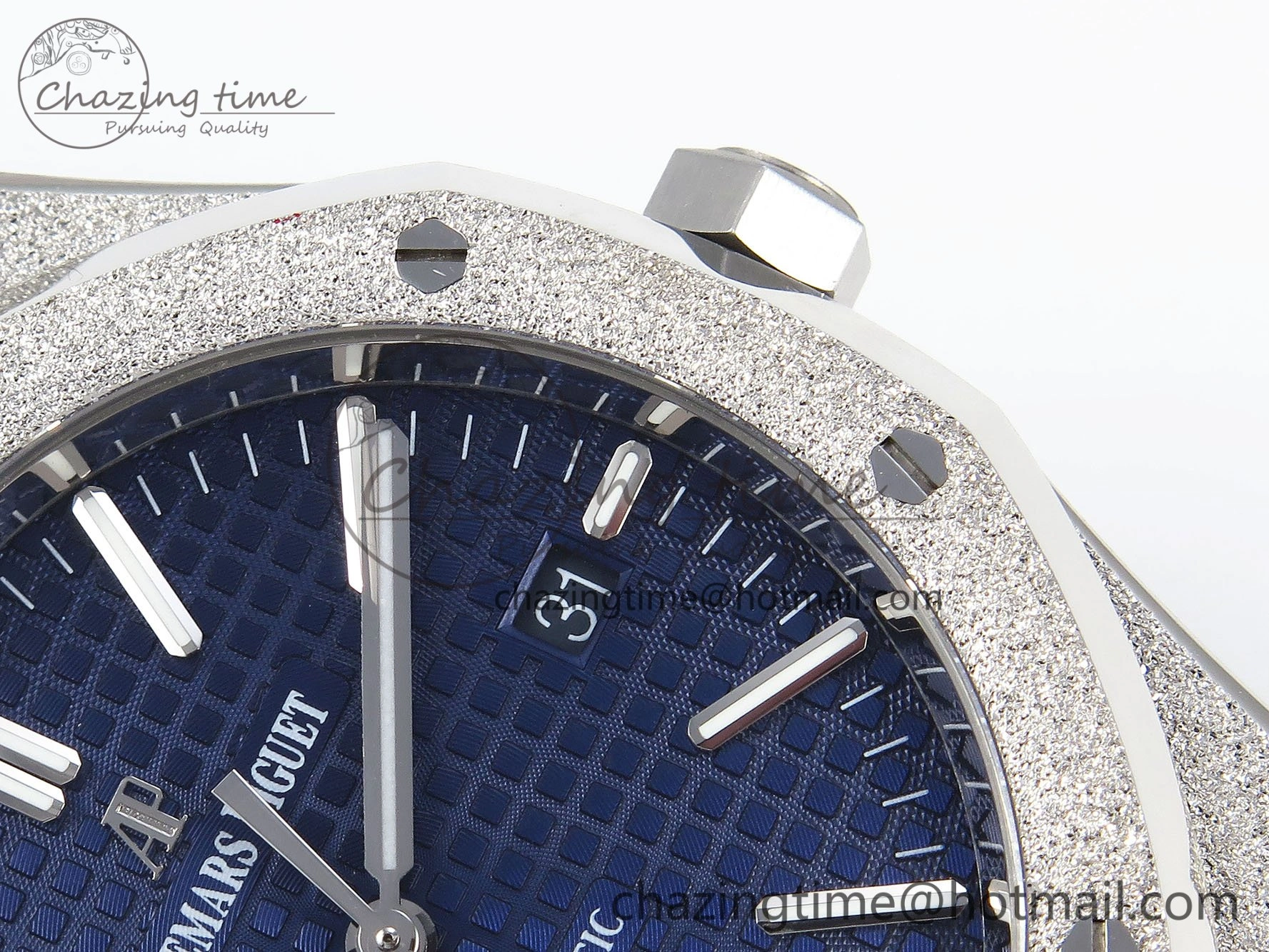 Resilient Royal Oak 41mm 15400 Frosted SS IPF 1:1 Best Edition Blue Textured Dial on SS Bracelet SA3120 Super Clone 4468