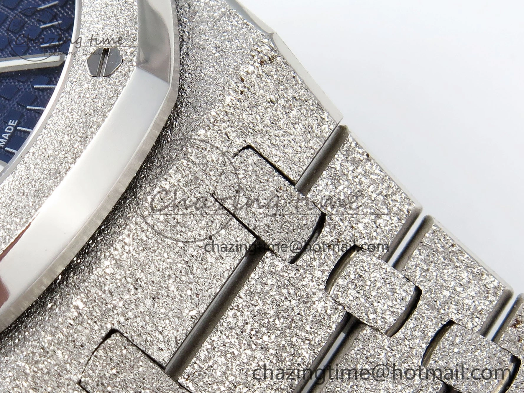 Resilient Royal Oak 41mm 15400 Frosted SS IPF 1:1 Best Edition Blue Textured Dial on SS Bracelet SA3120 Super Clone 4468