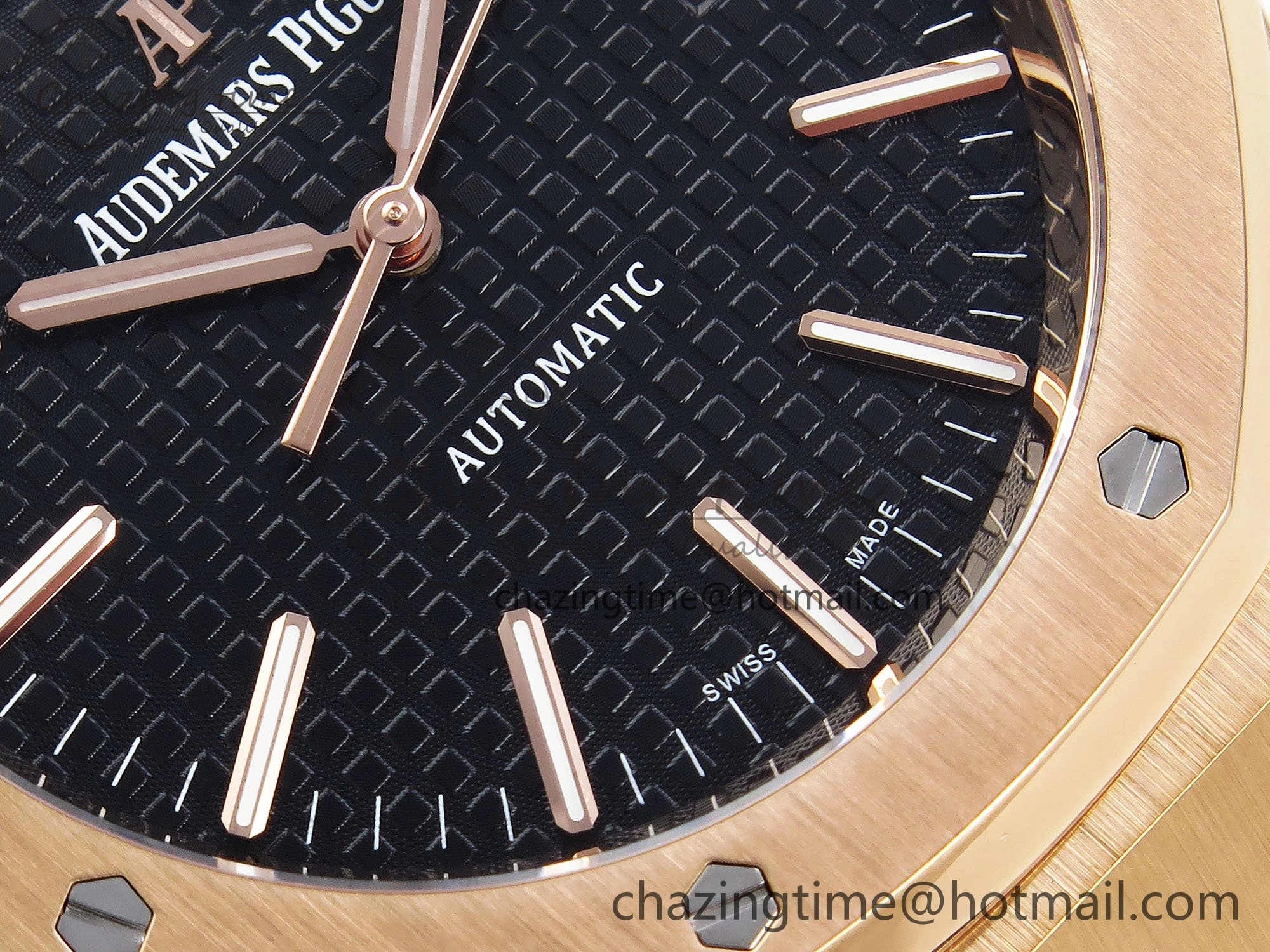 Packable Royal Oak 41mm 15400 RG APSF 1:1 Best Edition Black Textured Dial on Black Leather Strap SA3120 Super Clone V 4585