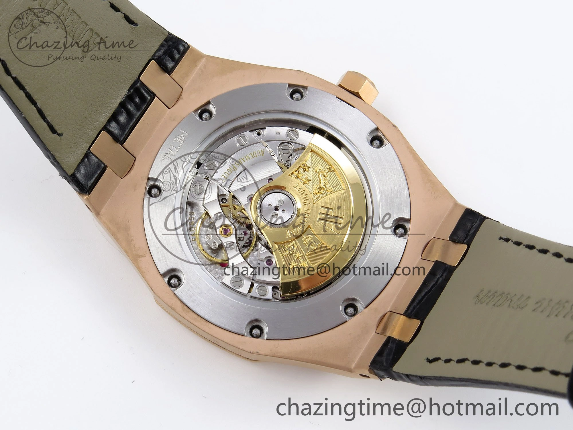 Packable Royal Oak 41mm 15400 RG APSF 1:1 Best Edition Black Textured Dial on Black Leather Strap SA3120 Super Clone V 4585