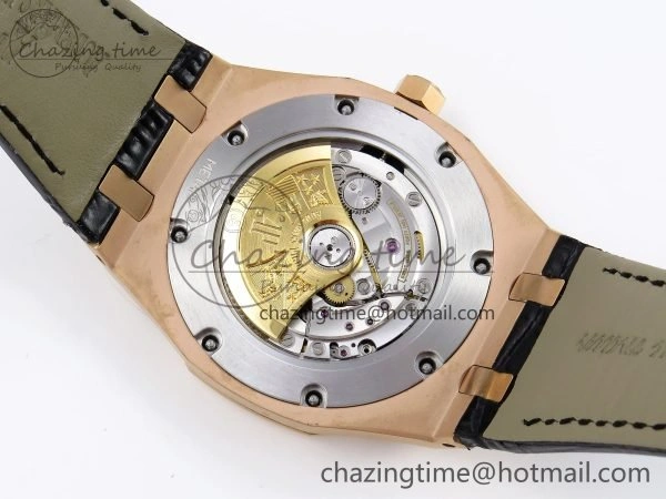 Packable Royal Oak 41mm 15400 RG APSF 1:1 Best Edition Black Textured Dial on Black Leather Strap SA3120 Super Clone V 4585
